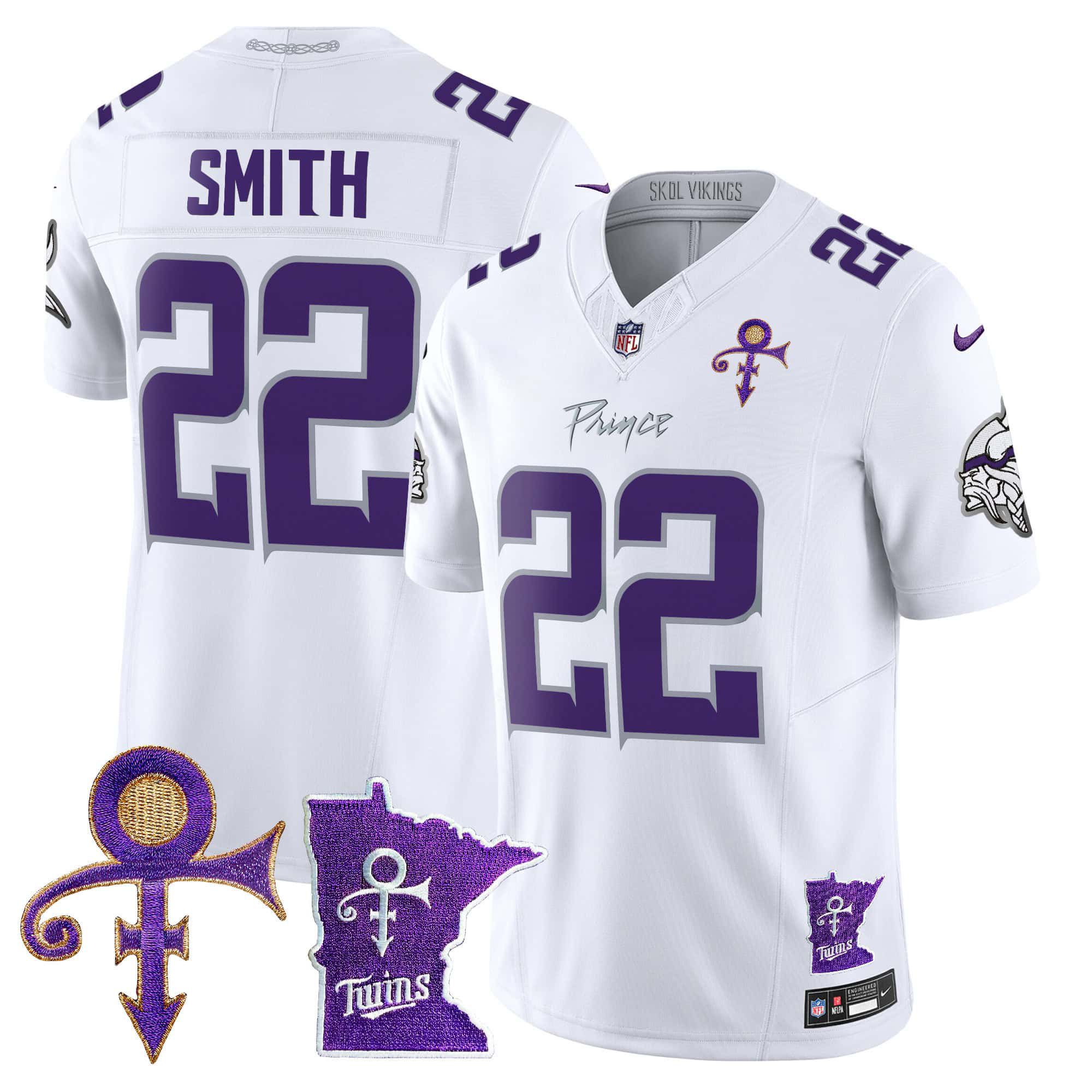 Men Minnesota Vikings 22 Smith White 2024 Nike Prince Vapor Limited NFL Jersey